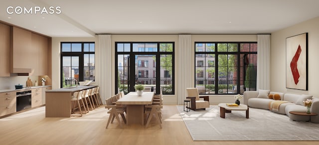 201 E 23rd St Unit 14B, New York City, NY 10010 - living room with light wood-style floors