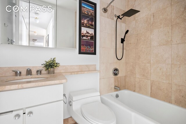 350 W 50th St Unit 3Ll, New York City, NY 10019 - bathroom featuring toilet, vanity, and tub / shower combination