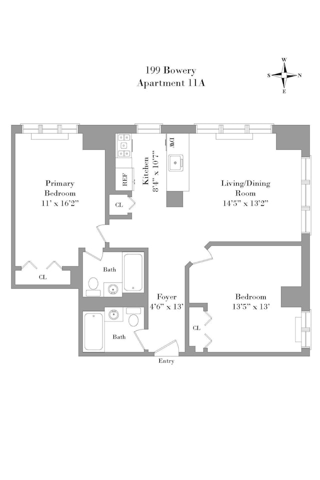 199 Bowery Unit 11A, New York City, NY 10002 - room layout