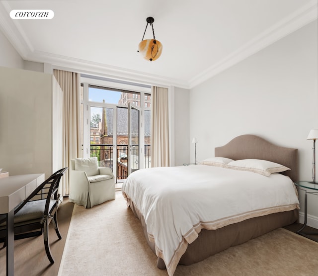 40 E 72nd St Unit 5, New York City, NY 10021 - bedroom featuring access to outside and ornamental molding