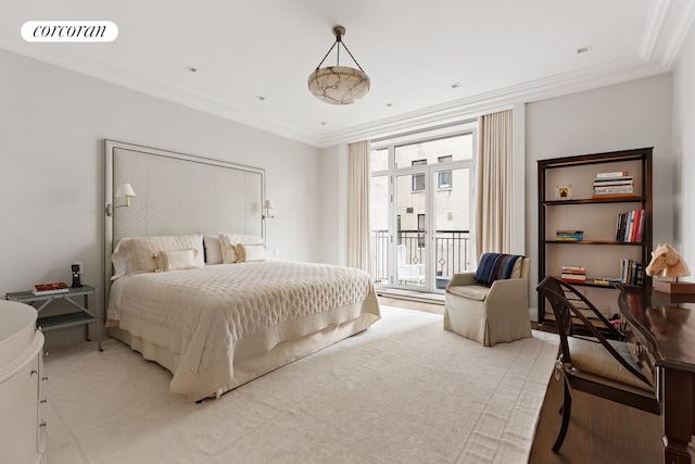 40 E 72nd St Unit 5, New York City, NY 10021 - bedroom featuring access to outside and ornamental molding
