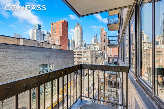 balcony with a skyline view