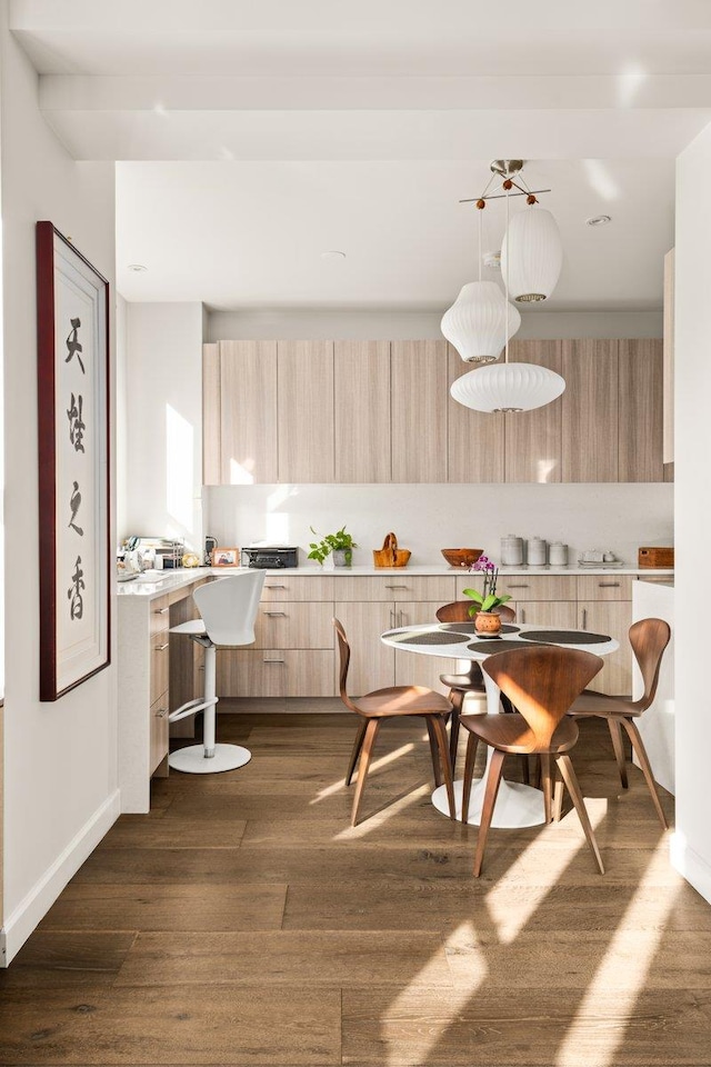 55 Park Ave Unit 7-W, New York City, NY 10016 - dining room featuring dark wood-style floors, breakfast area, and recessed lighting