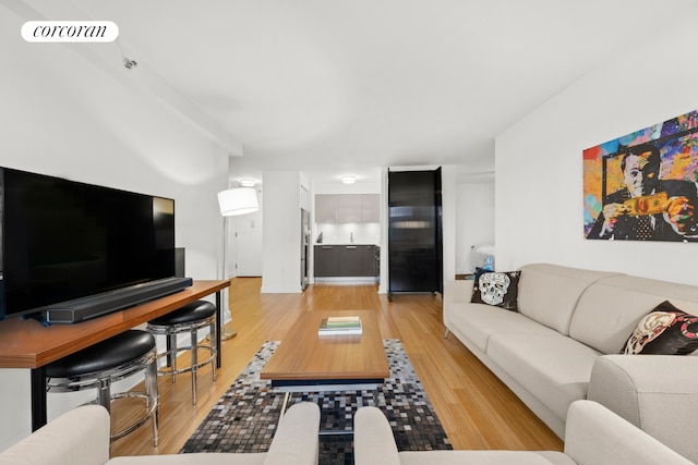 living area featuring wood finished floors