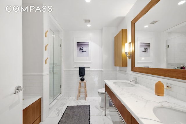 150 Nassau St Unit 18Ab, New York City, NY 10038 - full bath with a sink, recessed lighting, a shower stall, and toilet
