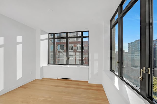 empty room featuring baseboards, plenty of natural light, and wood finished floors