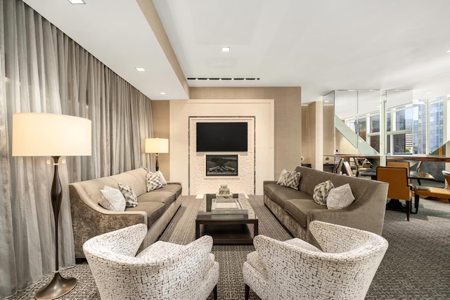 living room featuring carpet