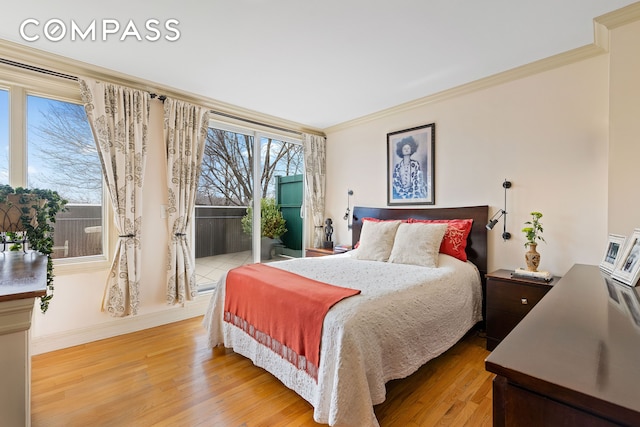 1139 Prospect Ave Unit 4G, New York City, NY 11218 - bedroom with light wood finished floors, access to exterior, multiple windows, and ornamental molding