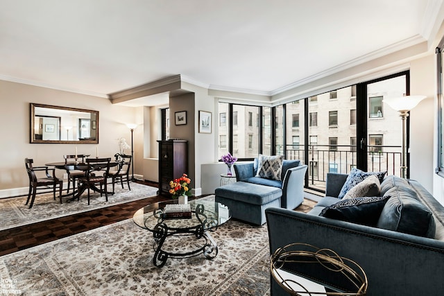 60 Sutton Pl S Unit 12As, New York City, NY 10022 - living area with crown molding and baseboards
