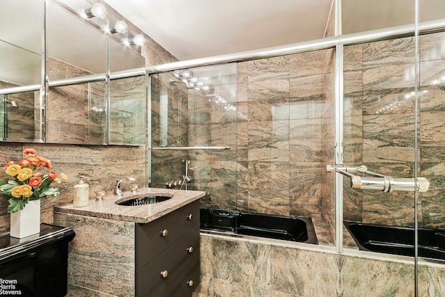 60 Sutton Pl S Unit 12As, New York City, NY 10022 - bathroom with vanity and tile walls