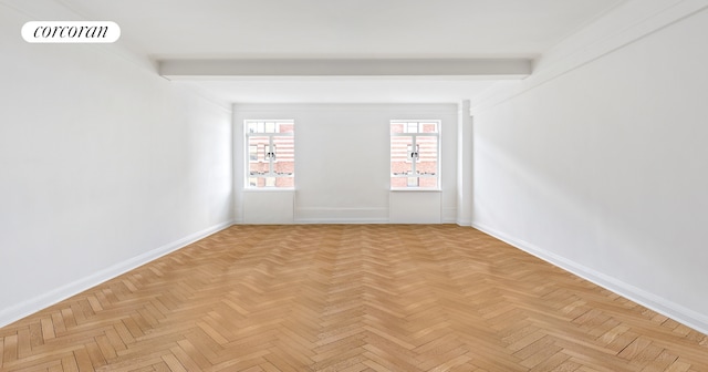 140 Riverside Dr Unit 11A, New York City, NY 10024 - empty room featuring baseboards and beamed ceiling