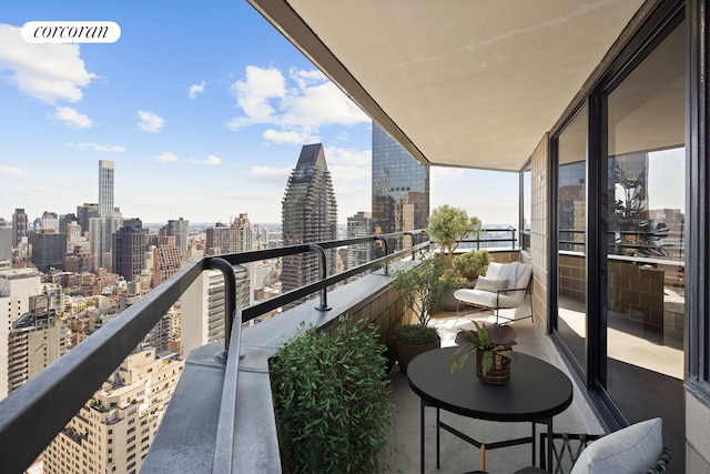 balcony with a skyline view