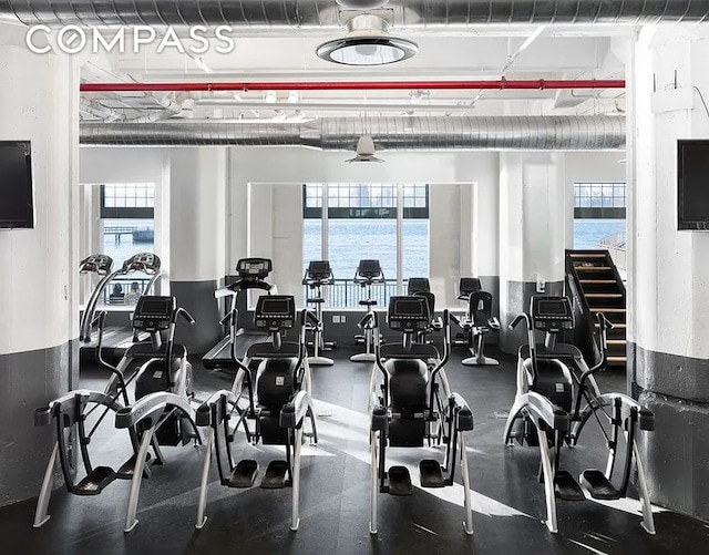 184 Kent Ave Unit A617, New York City, NY 11249 - exercise room with plenty of natural light