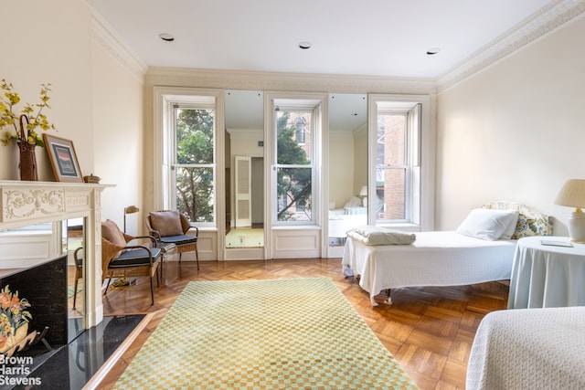 bedroom featuring ornamental molding