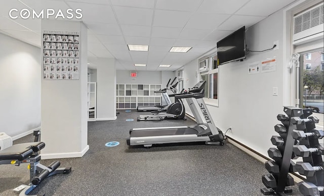 551 Main St Unit 208, New York City, NY 10044 - workout area with a drop ceiling and baseboards