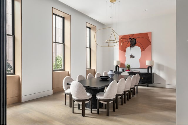 dining room with light wood-type flooring