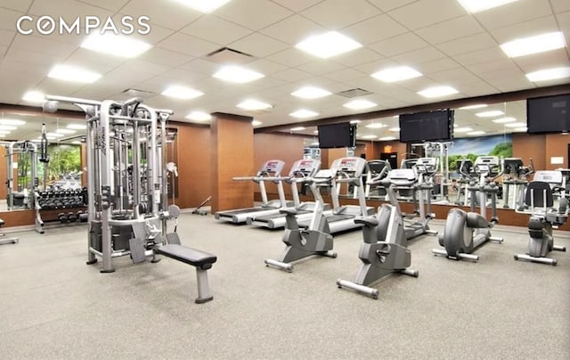 454 W 54th St Unit 3D, New York City, NY 10019 - gym with a paneled ceiling