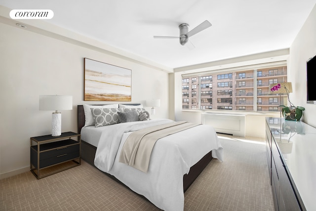 bedroom with visible vents and ceiling fan
