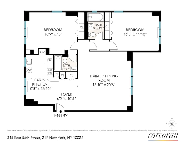 345 E 56th St Unit 21F, New York City, NY 10022 - home floor plan
