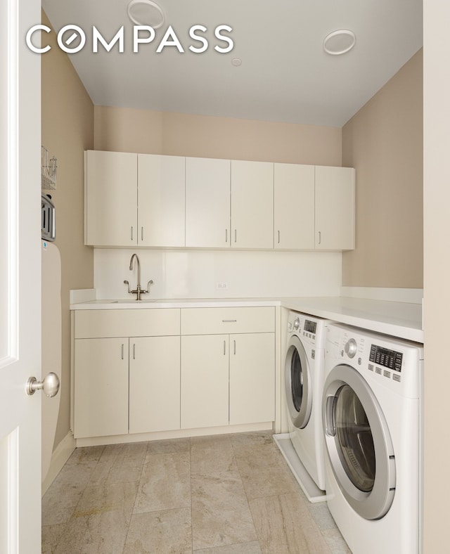 101 W 78th St Unit 3A, New York City, NY 10024 - washroom with independent washer and dryer and cabinet space