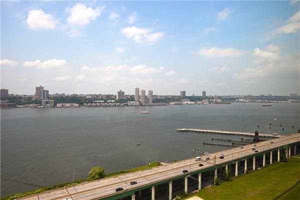 100 Riverside Blvd Unit 23-D, New York City, NY 10069 - water view with city skyline and a notable bridge