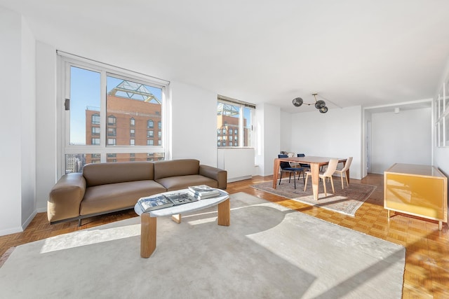 living room with baseboards