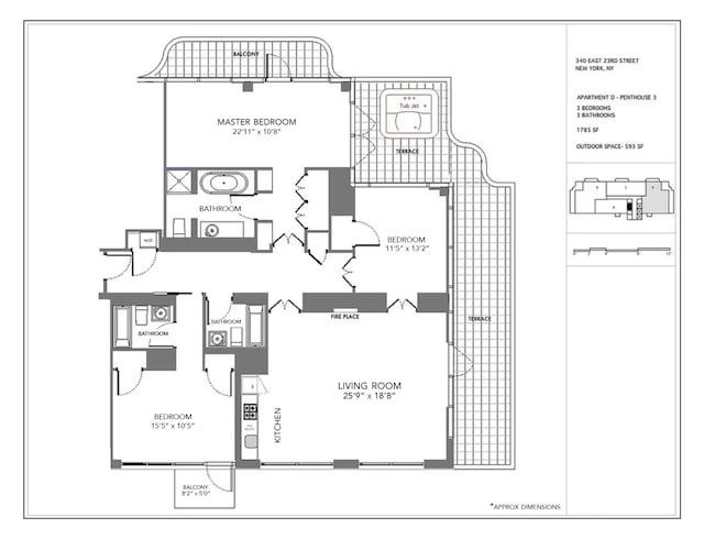 340 E 23rd St Unit Ph3D, New York City, NY 10010 - view of home floor plan