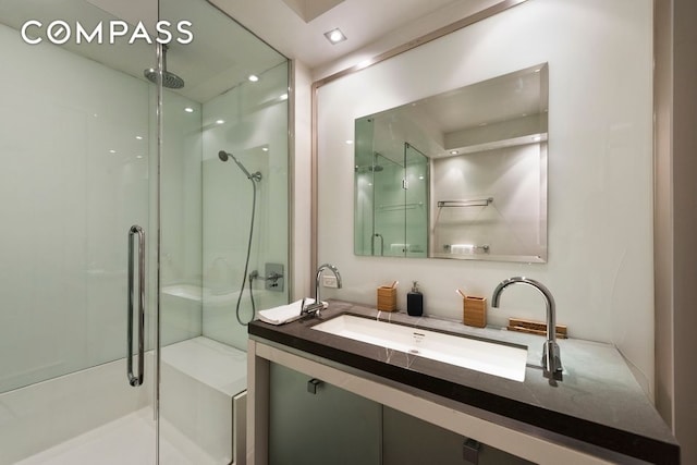 444 W 19th St Unit 201, New York City, NY 10011 - bathroom with a shower stall and vanity