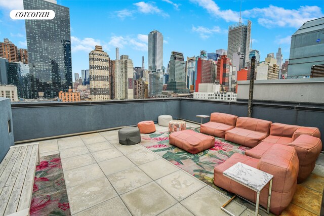 view of patio with a view of city