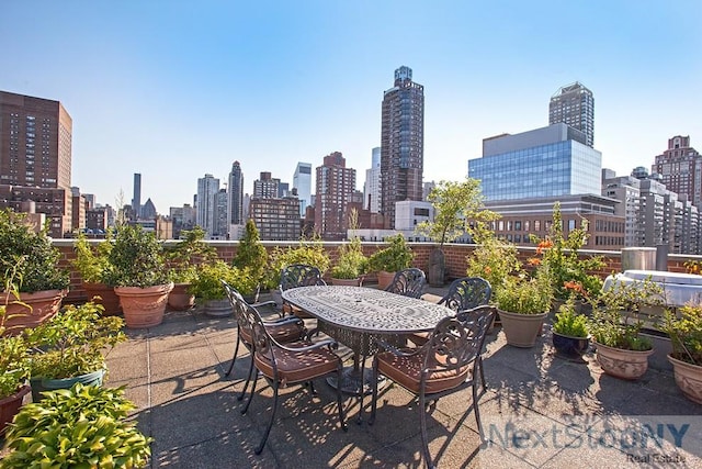 333 E 66th St Unit 7A, New York City, NY 10065 - view of patio with a skyline view and outdoor dining space