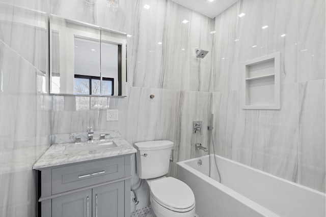 110 Luquer St Unit 3, New York City, NY 11231 - bathroom featuring vanity, toilet, shower / tub combination, and tile walls