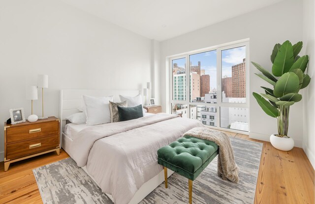 427 E 90th St Unit Ph10, New York City, NY 10128 - bedroom with light wood-style floors and a view of city