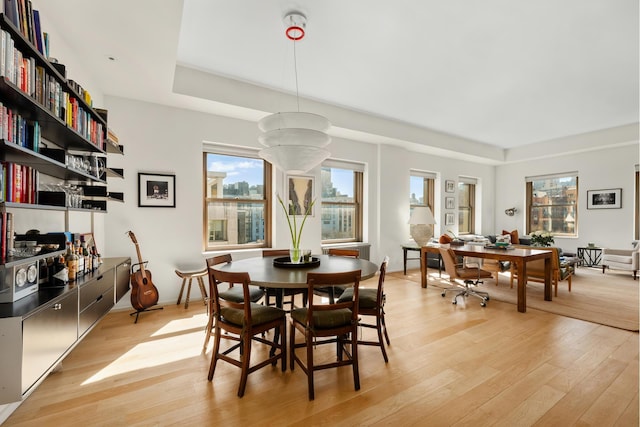 165 Hudson St Pha, Pha, New York City, NY 10013 - dining room with light wood-style flooring, a tray ceiling, a desk, and baseboards
