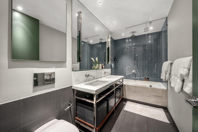 165 Hudson St Pha, Pha, New York City, NY 10013 - bathroom featuring a tub to relax in, a shower, double vanity, tile patterned flooring, and toilet