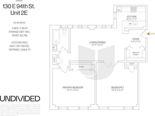 130 E 94th St Unit 2-E, New York City, NY 10128 - view of floor plan / room layout