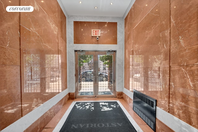 building lobby with recessed lighting