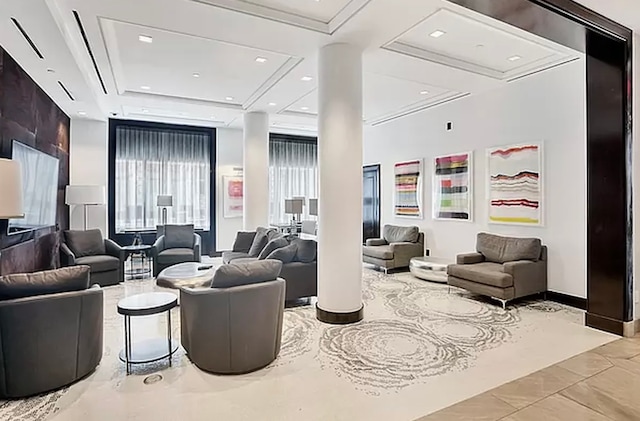 community lobby featuring recessed lighting