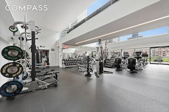 101 Warren St Unit 590, New York City, NY 10007 - gym with a high ceiling