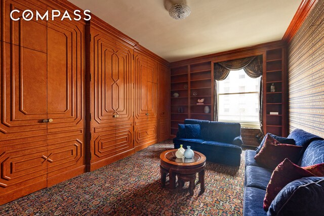 31 E 72nd St Unit 4B, New York City, NY 10021 - living area featuring carpet floors and built in features