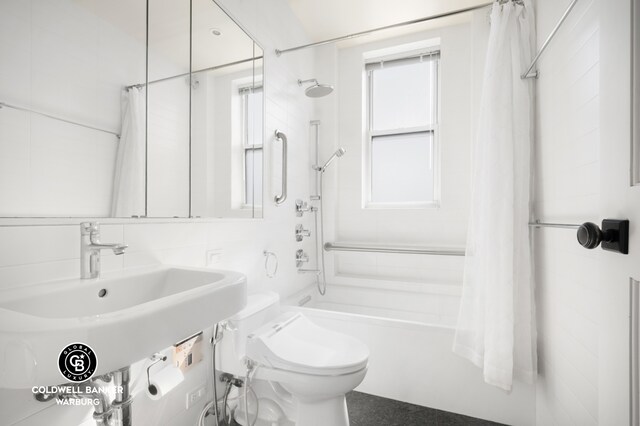 420 Riverside Dr Unit 12H, New York City, NY 10025 - full bath featuring shower / tub combo with curtain, a sink, and toilet