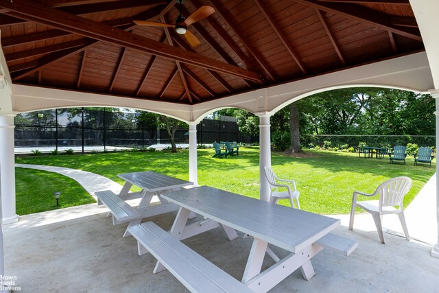 5800 Arlington Ave Unit 7L, New York City, NY 10471 - view of patio / terrace featuring a gazebo, a ceiling fan, and outdoor dining area
