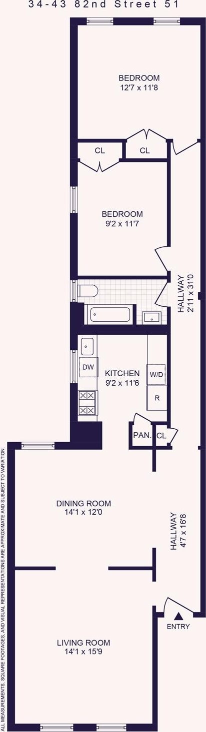 34-43 82nd St Unit 51, New York City, NY 11372 - room layout