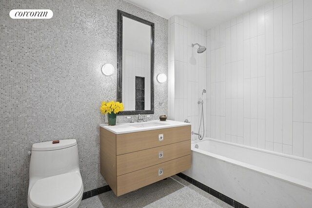 438 E 12th St Unit 6C, New York City, NY 10009 - bathroom featuring toilet, vanity, and  shower combination
