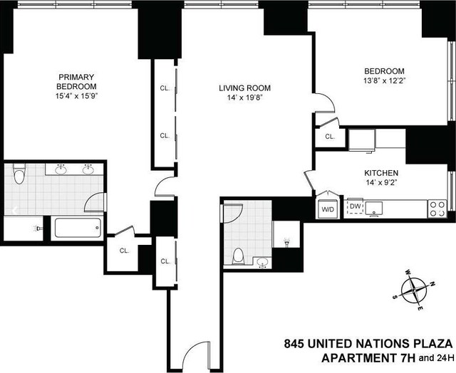 845 United Nations Plz Unit 7-H, New York City, NY 10017 - view of home floor plan