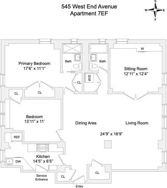 545 W End Ave Unit 7Ef, New York City, NY 10024 - floor plan