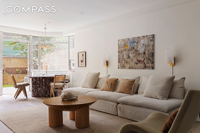 living area featuring wood finished floors