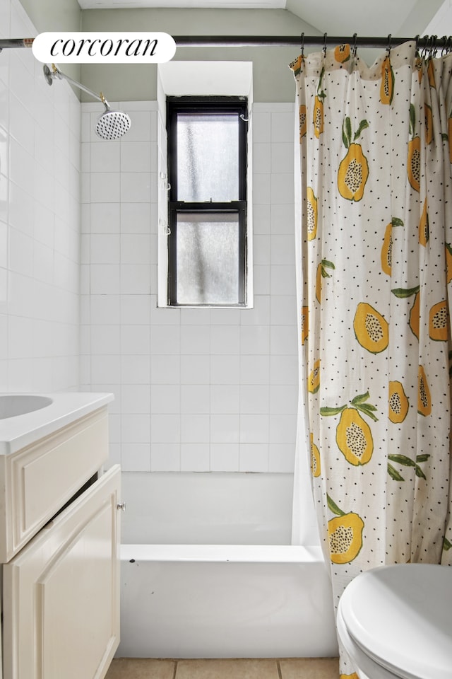 55 Hicks St Unit 3, New York City, NY 11201 - bathroom with shower / bath combo, vanity, toilet, and tile patterned floors
