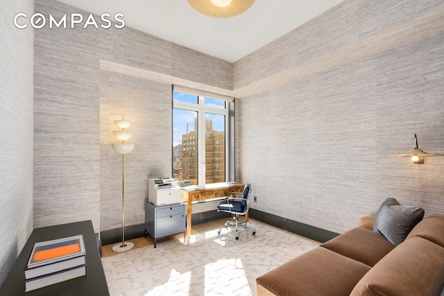 200 E 83rd St Unit 24C, New York City, NY 10028 - office area with a city view and ceiling fan
