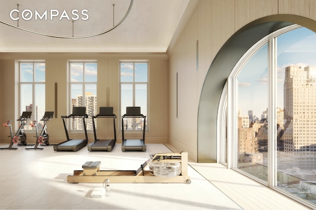 200 E 83rd St Unit 24C, New York City, NY 10028 - exercise area with arched walkways and a view of city