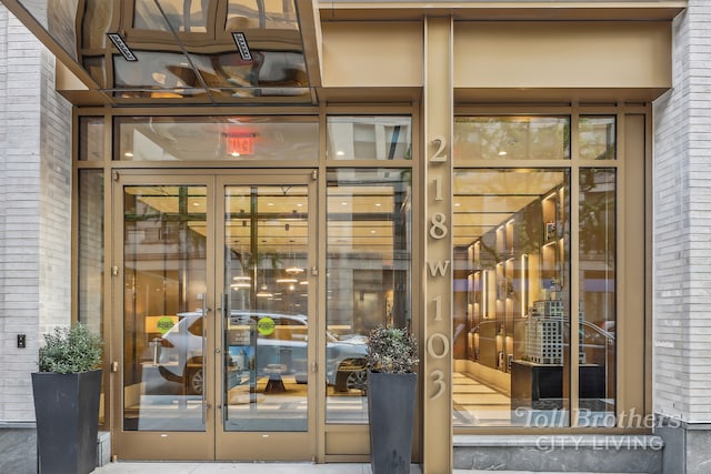 property entrance with french doors